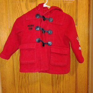 Mickey Club Disney Red Minnie Mouse Duffle Coat Size 5 (55-110) For Girls